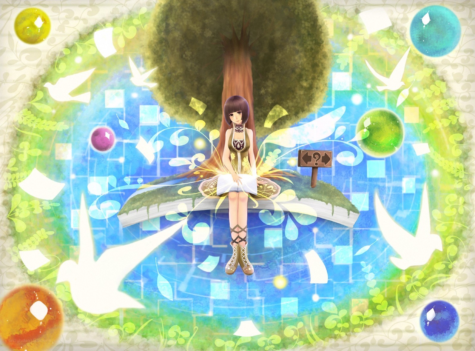 anime girl on floating book