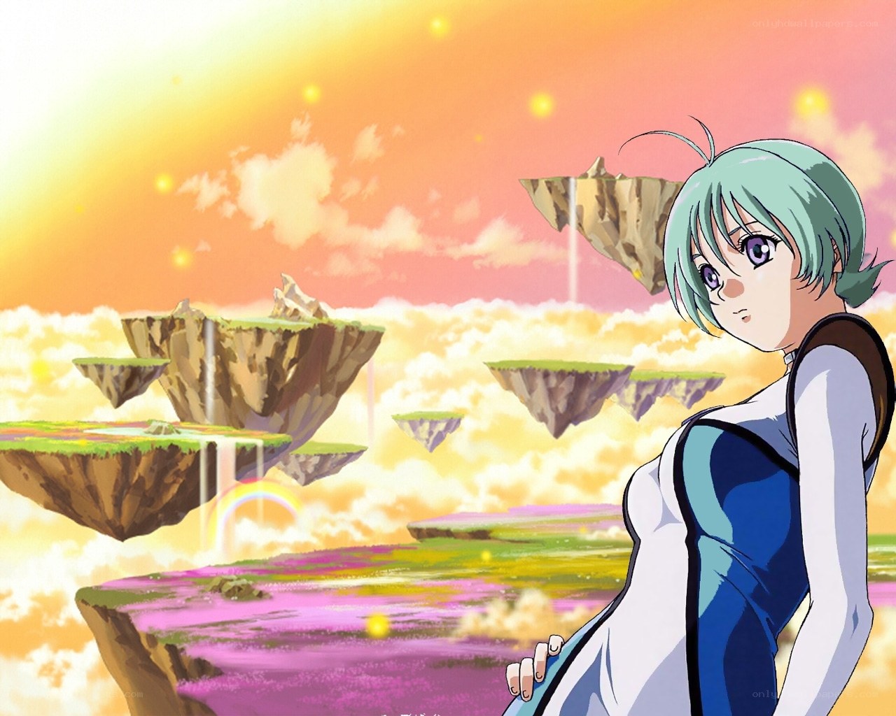 anime girl on floating islands