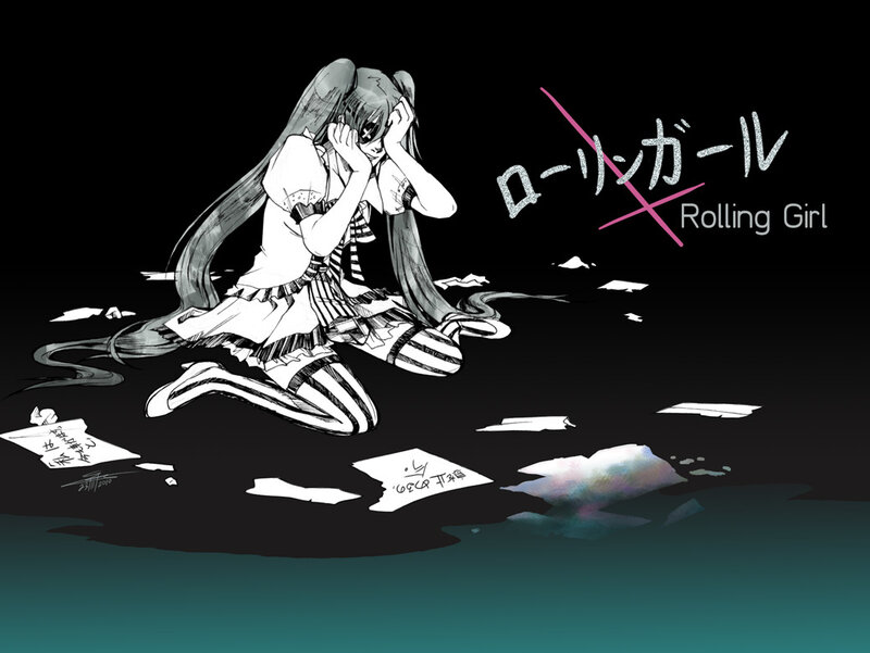 Anime Girl on Floor — Black