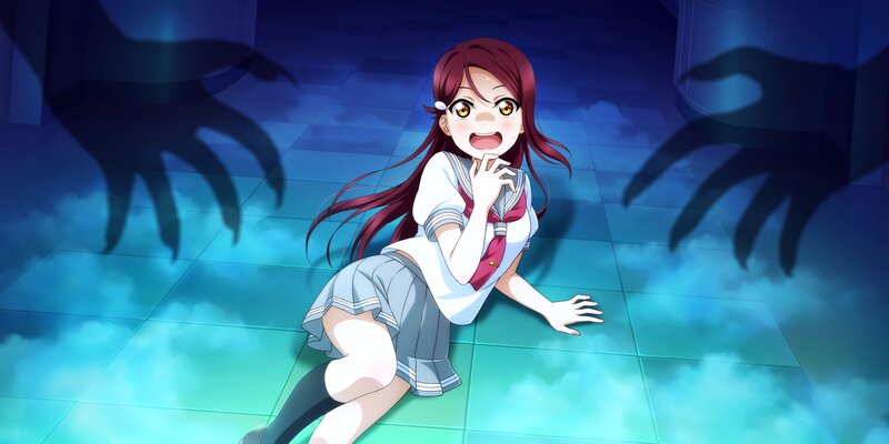 Anime Girl on Floor — Blue, Dramatic
