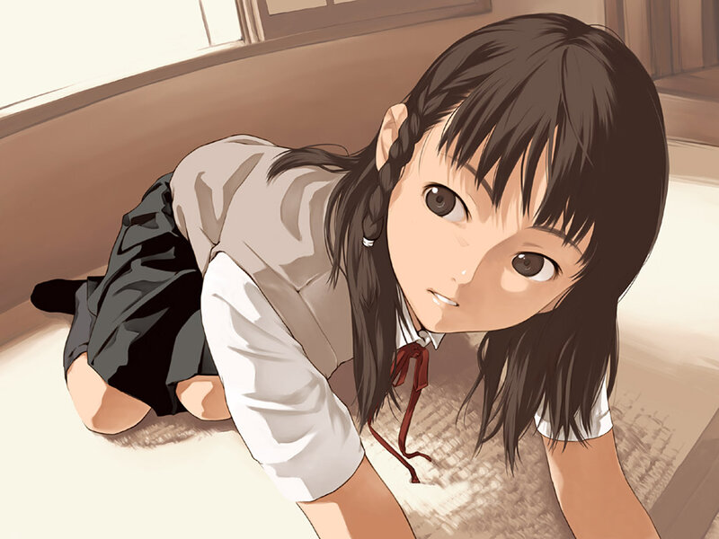 Anime Girl on Floor — Brown, Calm