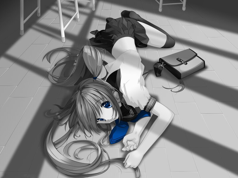 Anime Girl on Floor — Gray