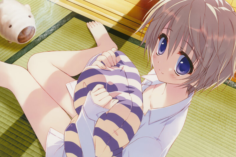 Anime Girl on Floor — Green, Calm