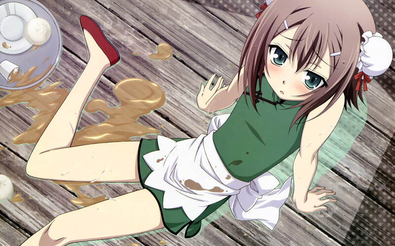 Anime Girl on Floor — Green
