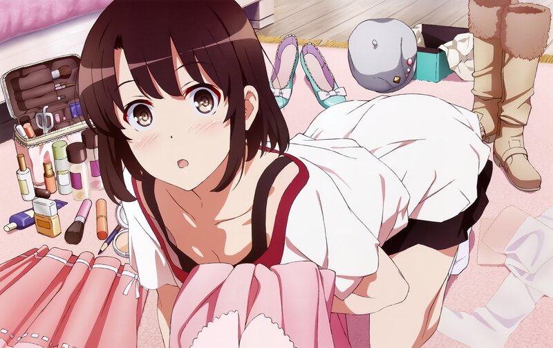 Anime Girl on Floor — Pink, Playful, Makeup