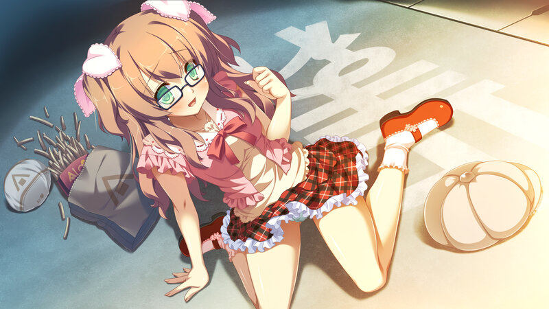 Anime Girl on Floor — Pink, Playful