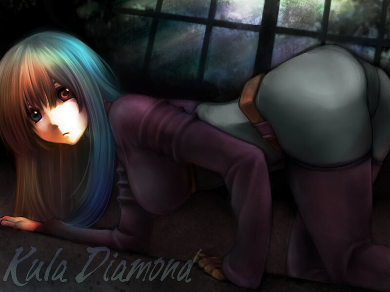 Anime Girl on Floor — Purple, Dramatic