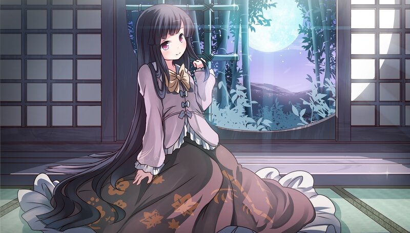Anime Girl on Floor — Purple, Serene