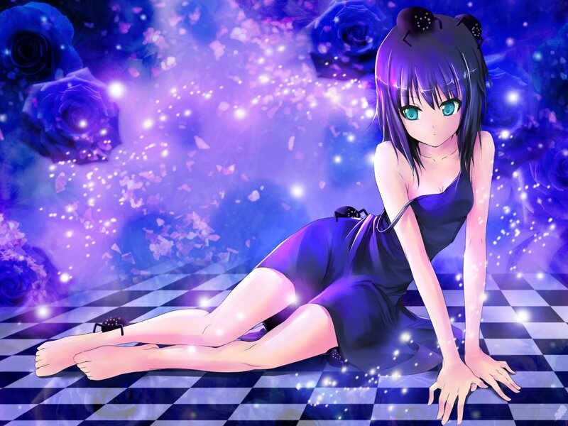 Anime Girl on Floor — Purple