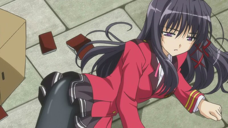 Anime Girl on Floor — Red, Dramatic