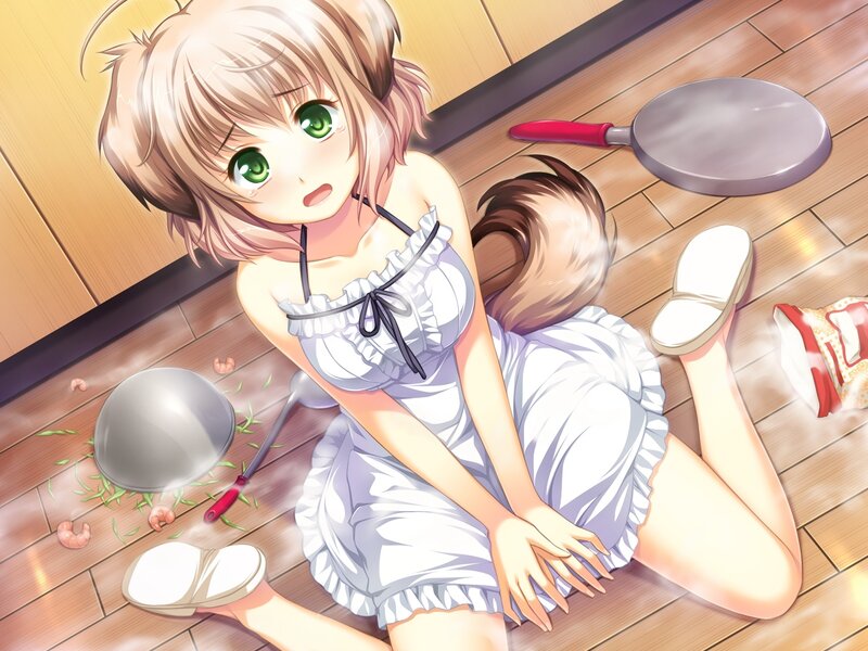 Anime Girl on Floor — White