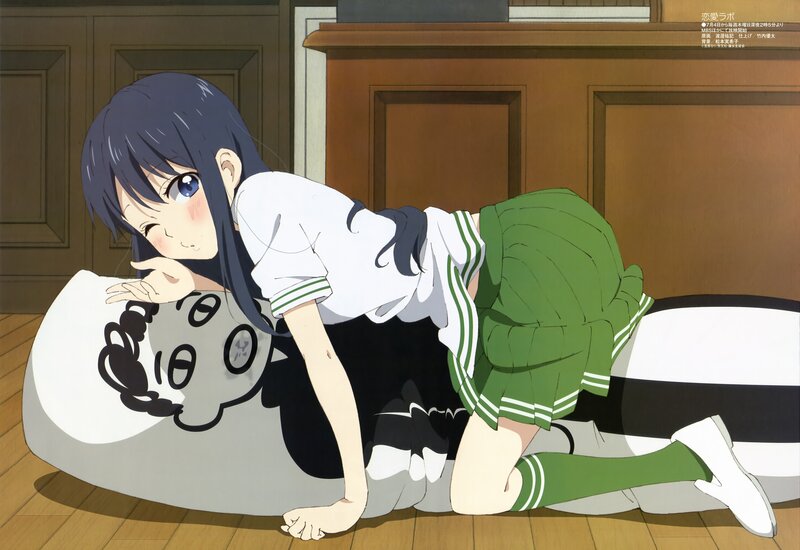 anime girl on floor with pillow