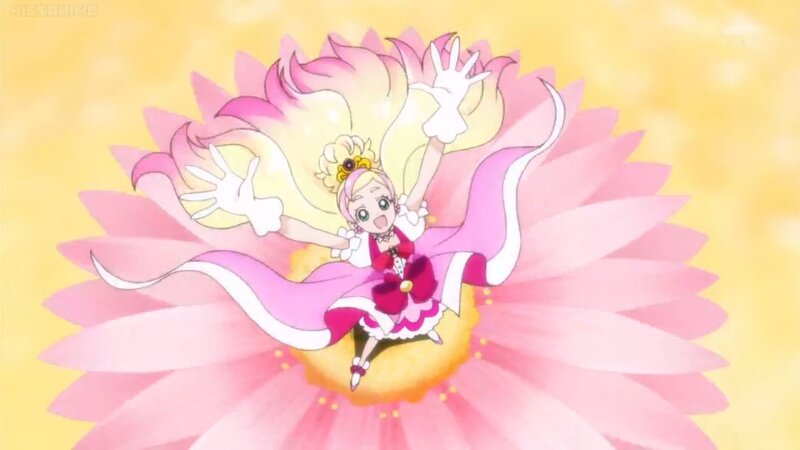 Anime Girl on Flower — Pink, Joyful