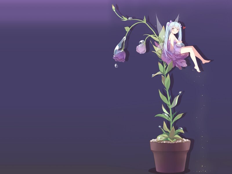 Anime Girl on Flower — Purple
