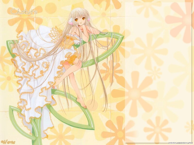 Anime girl on flower structure