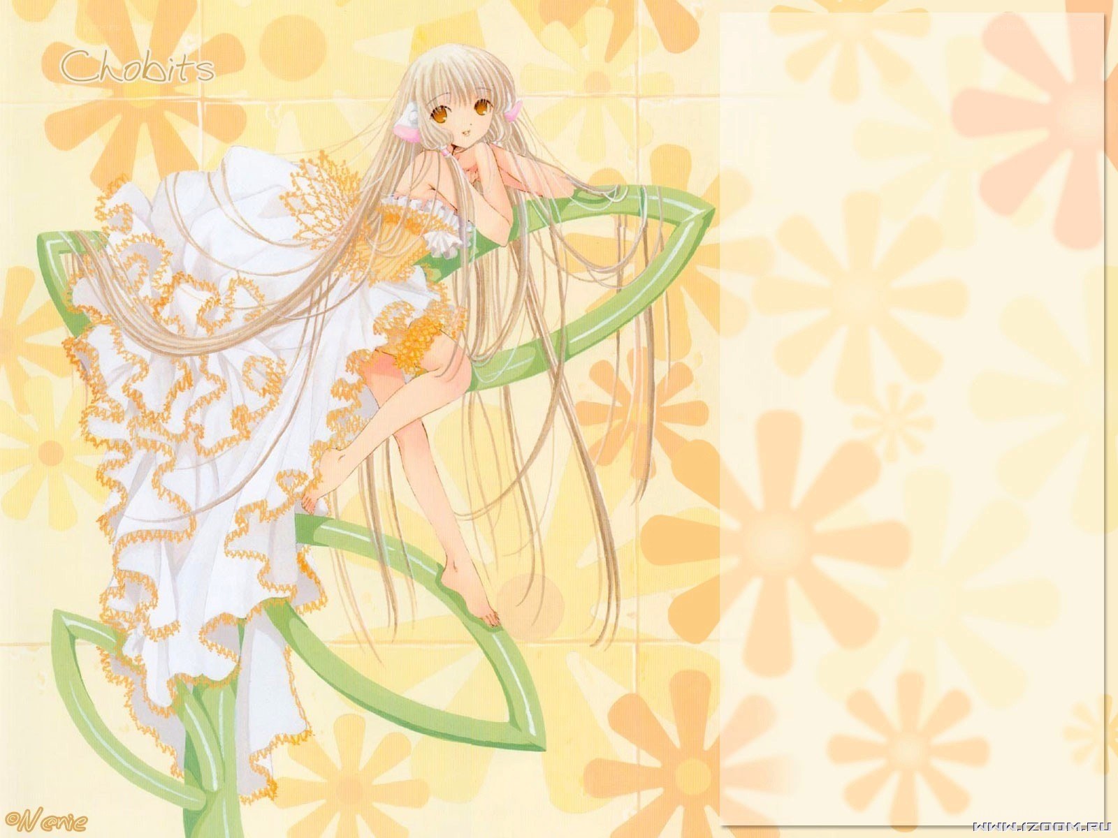 Anime girl on flower structure