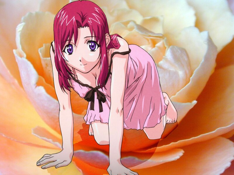 Anime girl on flower