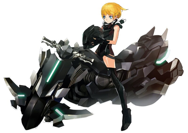 anime girl on futuristic motorcycle