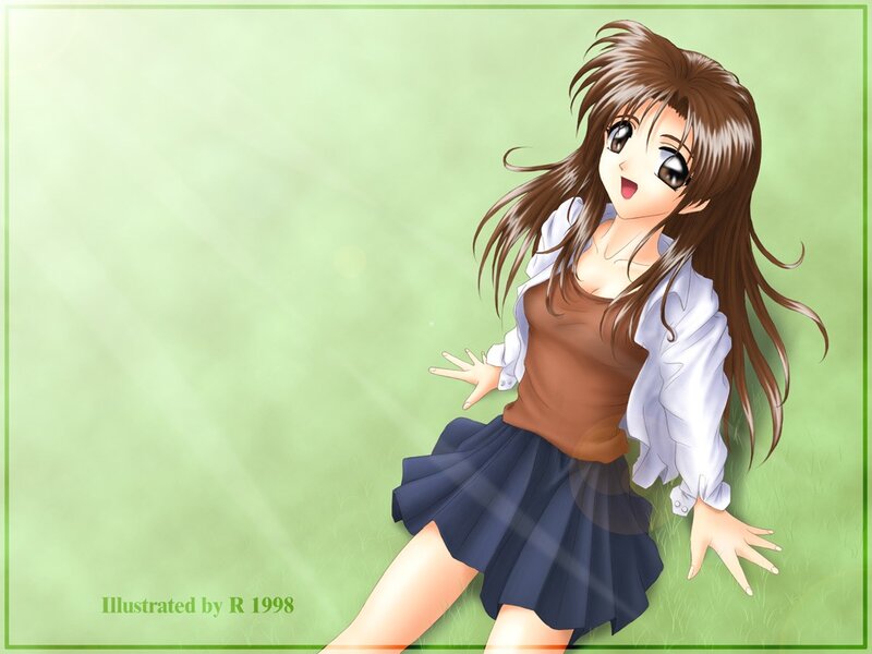 anime girl on grass