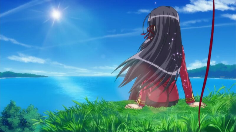 Anime Girl on Grass — Blue