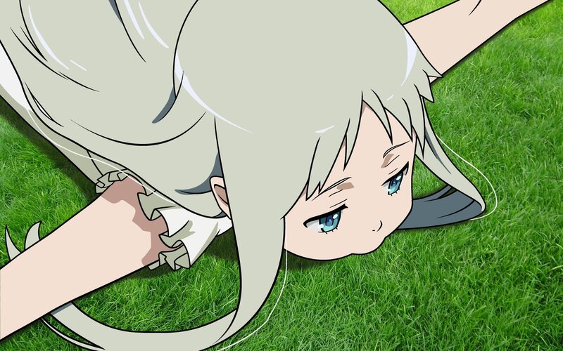 Anime Girl on Grass — Green, Calm