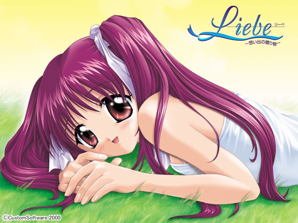 Anime girl on grass
