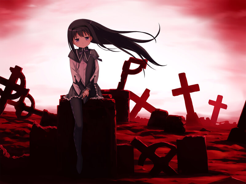 Anime Girl on Gravestone