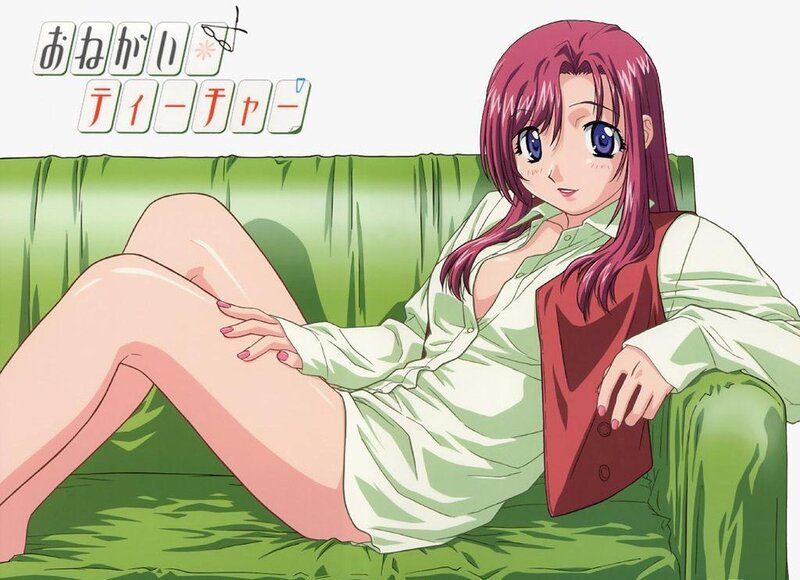 Anime girl on green couch