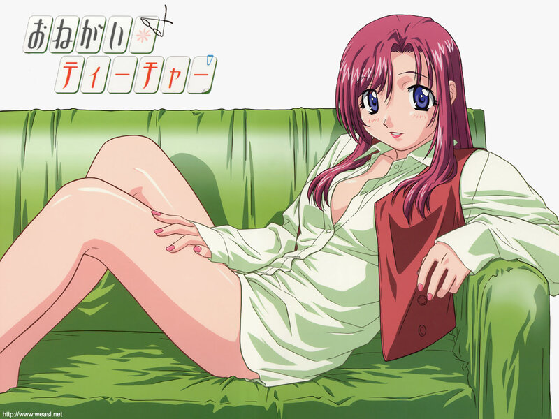 Anime girl on green couch