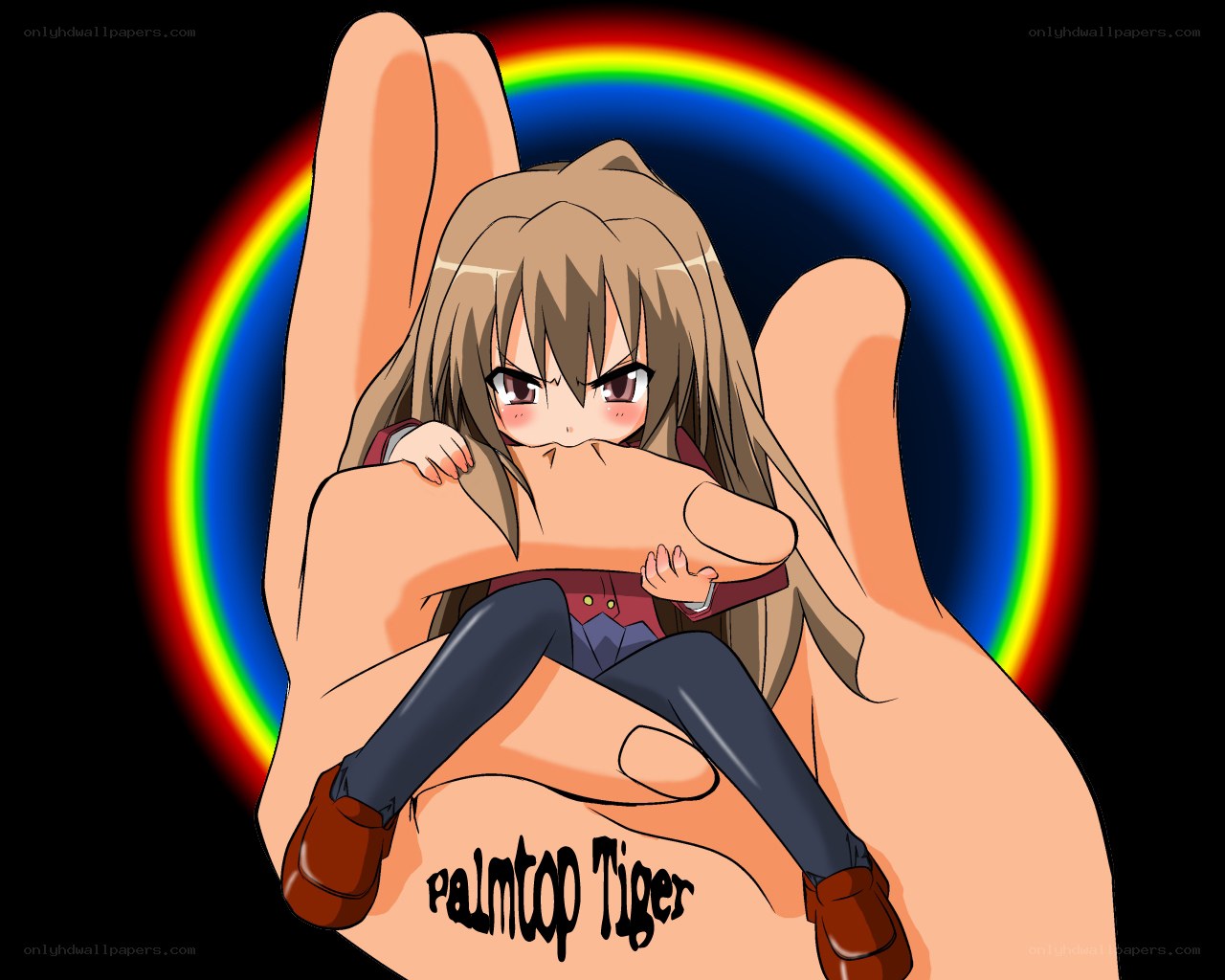 anime girl on hand