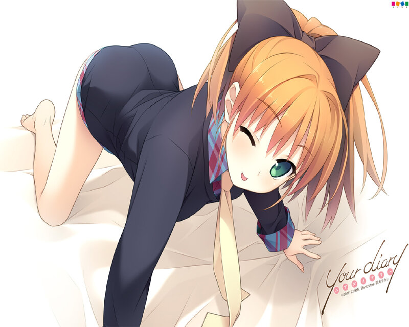 Anime Girl on Hands and Knees — Orange, Playful