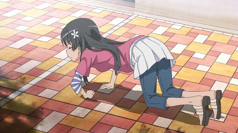 anime girl on hands and knees