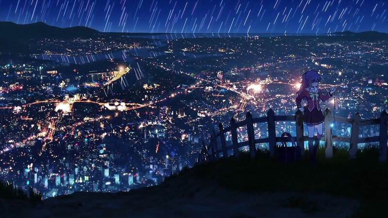 Anime Girl on Hill — Blue, Serene