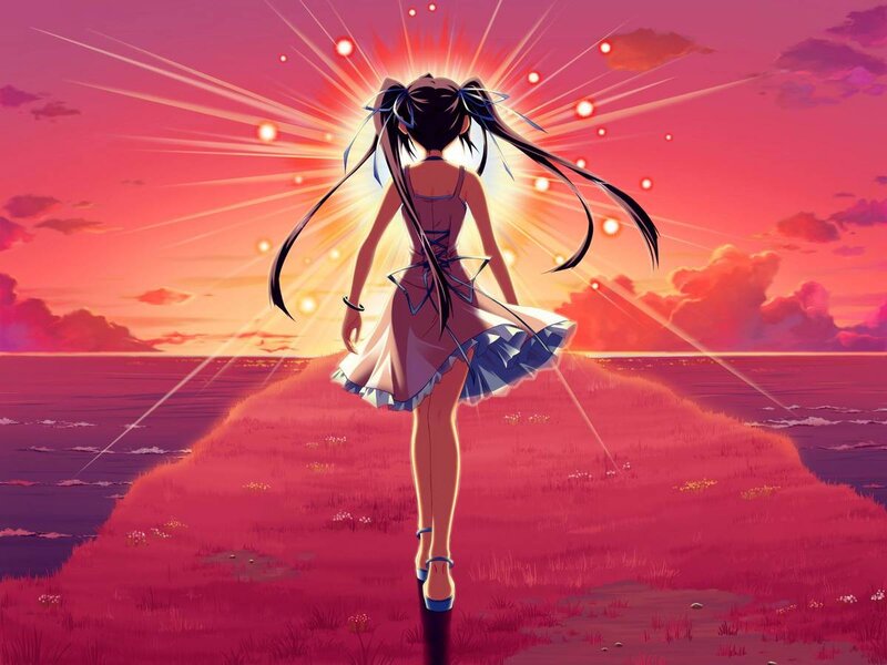 Anime Girl on Hill — Pink