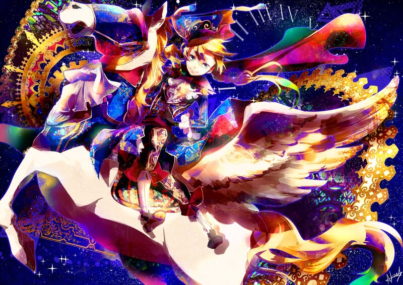 Anime Girl on Horse — Blue, Dramatic