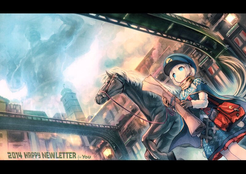 Anime Girl on Horse — Blue