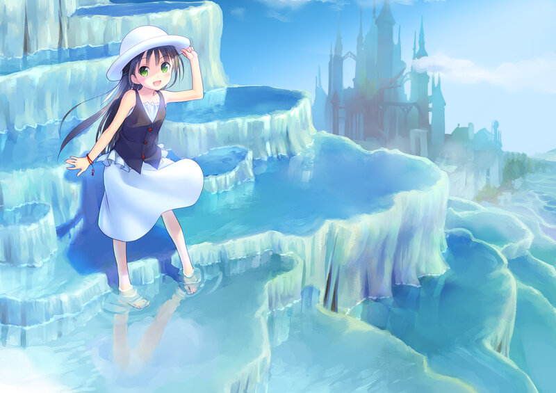 Anime Girl on Ice — Blue, Serene
