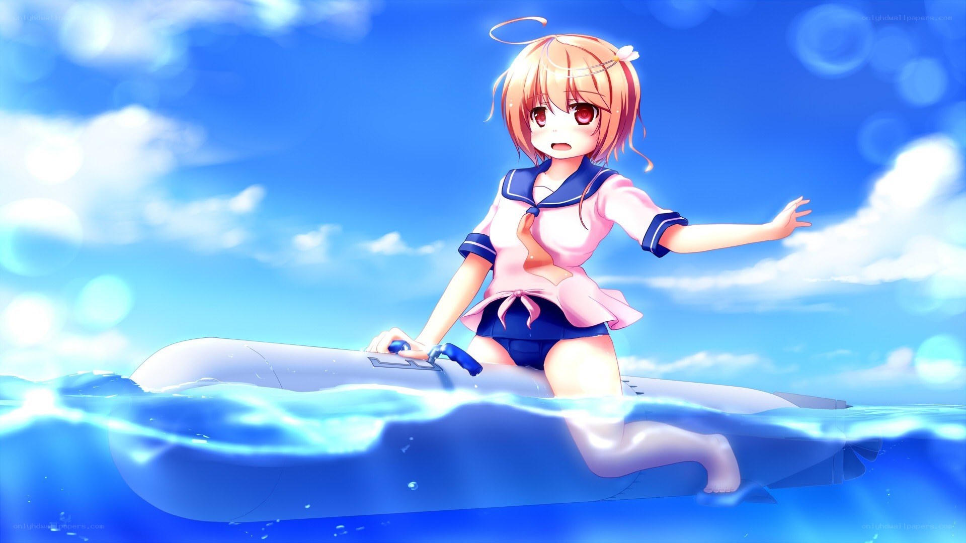anime girl on inflatable boat