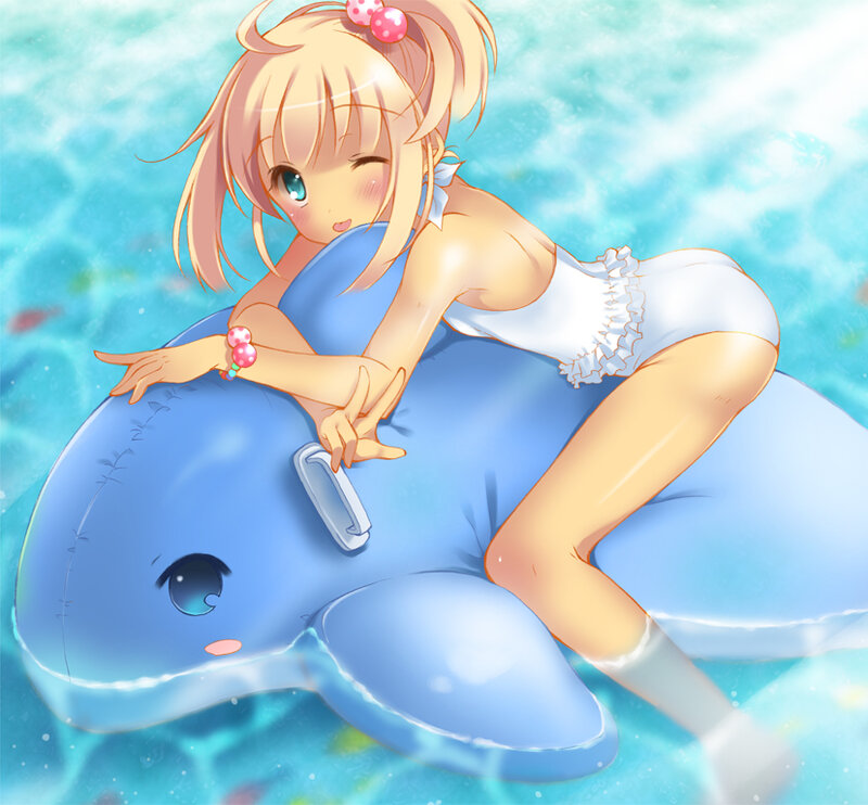 Anime Girl on Inflatable Whale