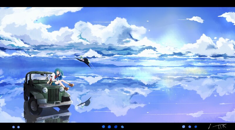 Anime Girl on Jeep — Blue