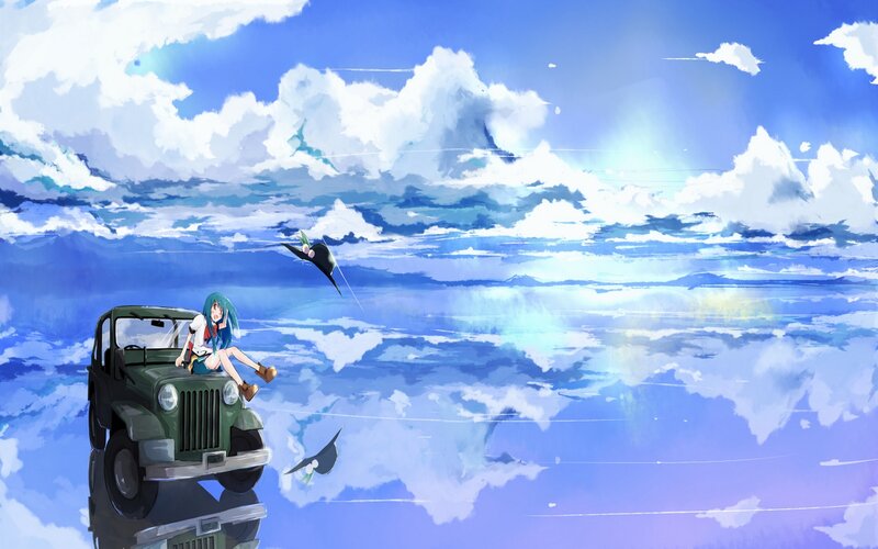 Anime Girl on Jeep