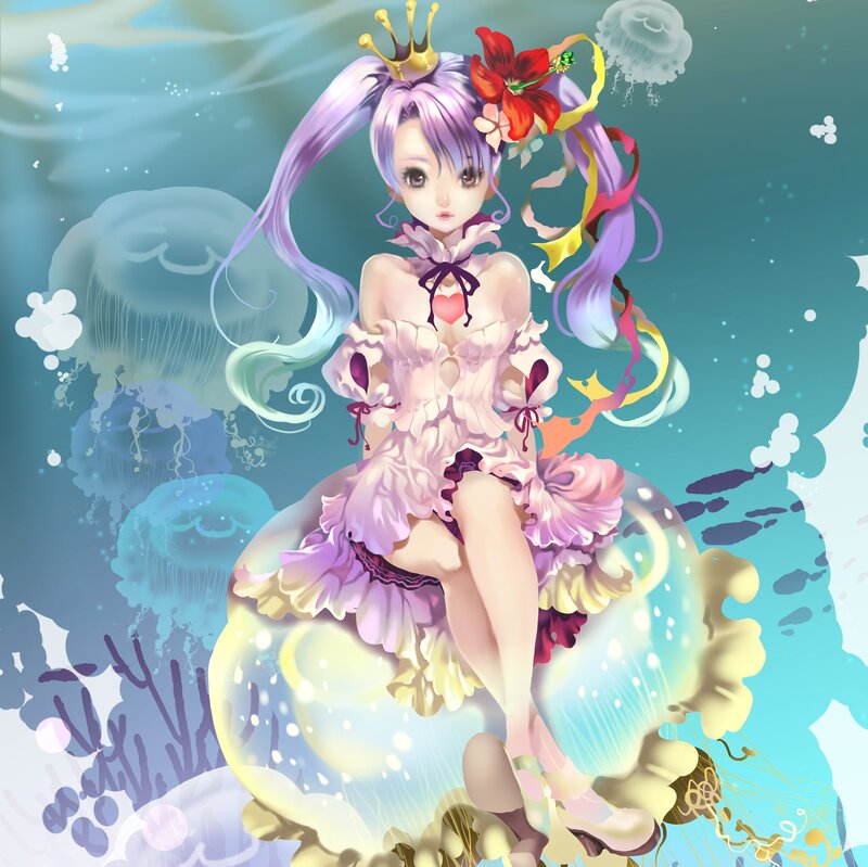 Anime Girl on Jellyfish