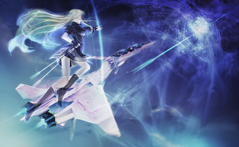 anime girl on jet fighter