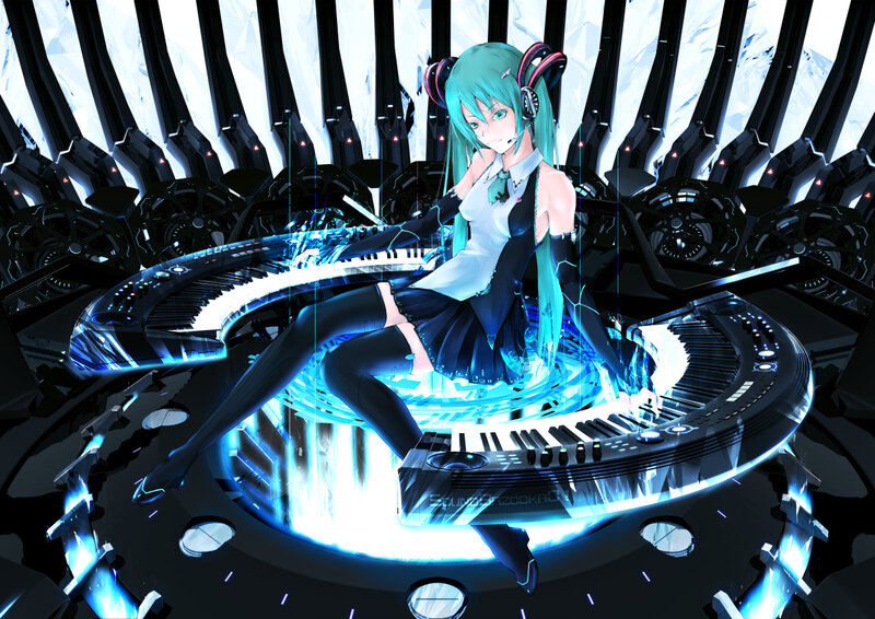 Anime Girl on Keyboard — Blue