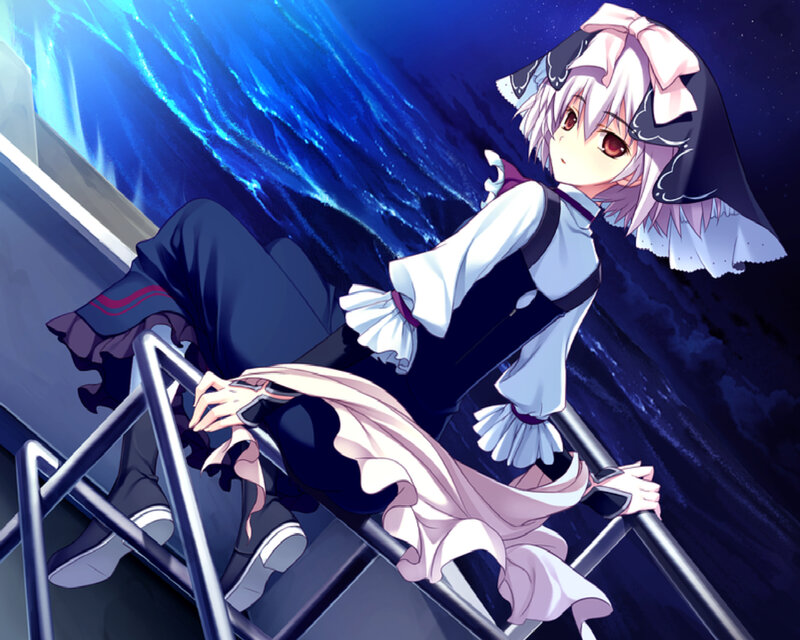 Anime Girl on Ladder — Blue, Dramatic