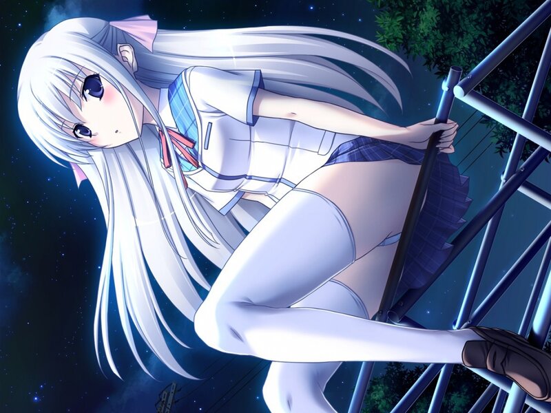 Anime Girl on Ladder — White