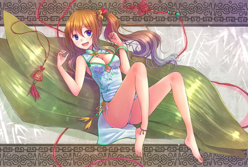 Anime Girl on Leaf