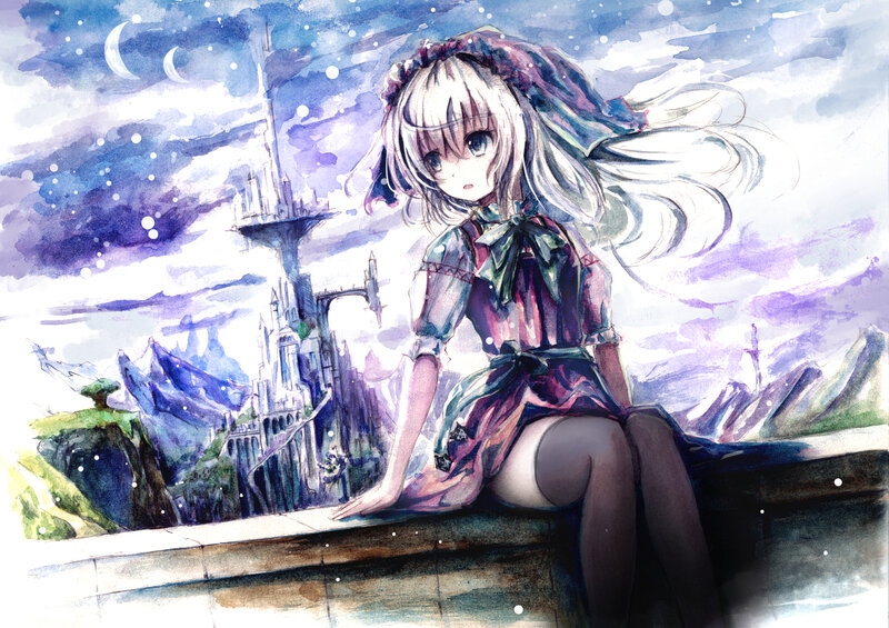 Anime Girl on Ledge — Purple