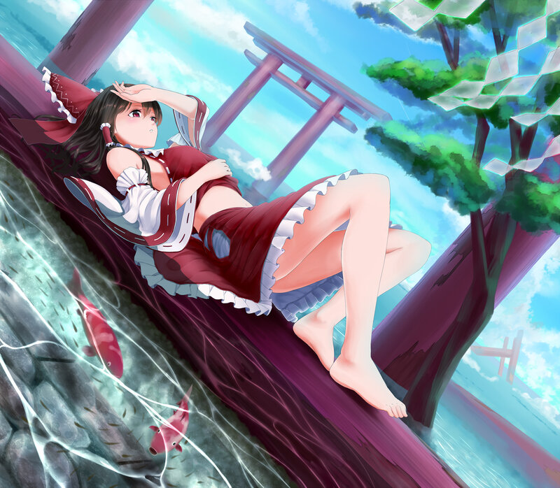 Anime Girl on Log — Blue