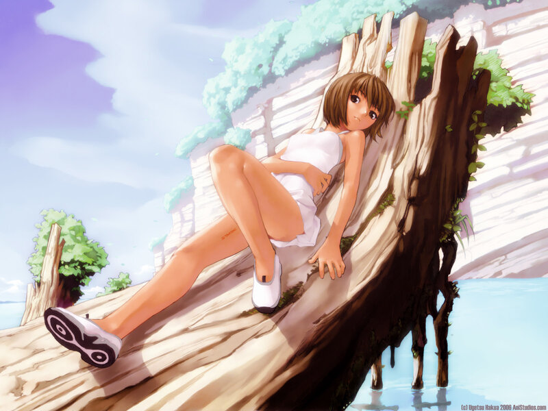 Anime Girl on Log